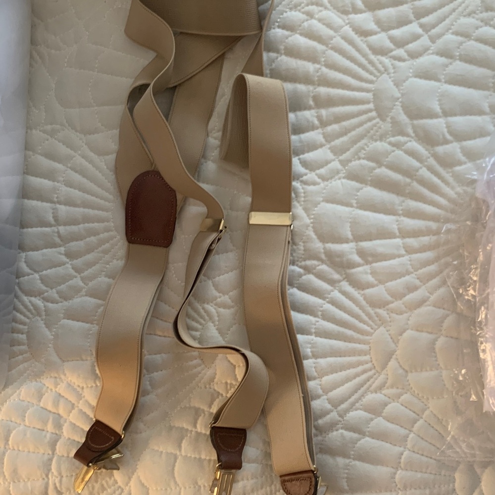 Beige and Brown Adjustable Suspenders